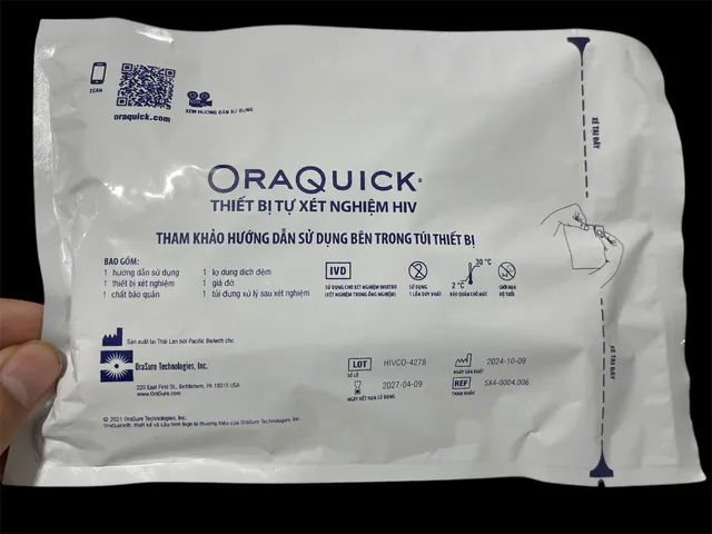 Bộ xét nghiệm HIV Oraquick bằng dịch miệng ( nước bọt) ship hoả tốc[che tên sản phẩm] phát hiện nguy cơ 3 tháng